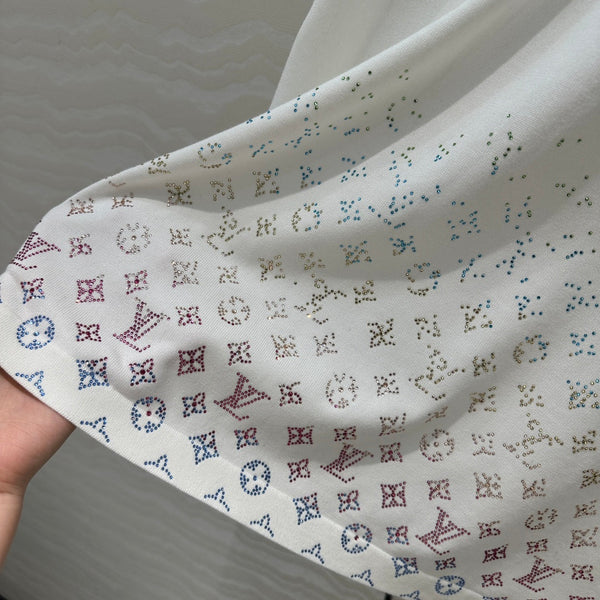 LV Short-Sleeved Knit Sweater Shirt White Black Cotton