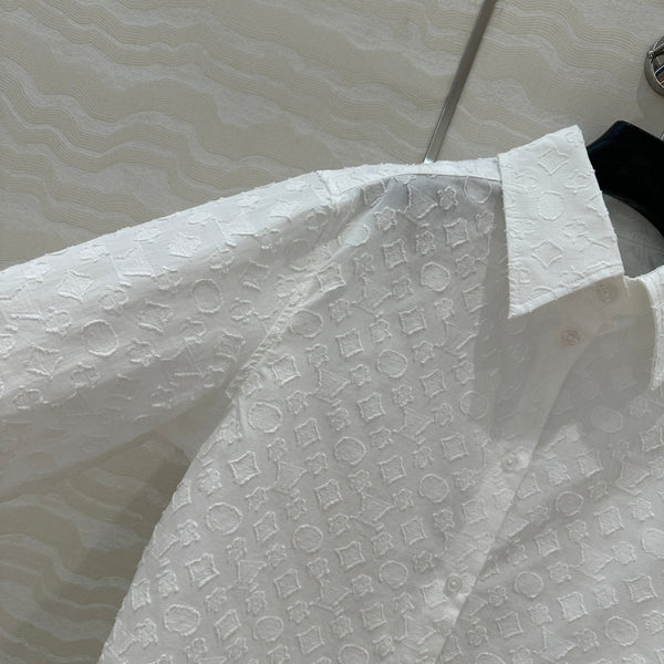 LV Jacquard Fabric Shirt White Cotton