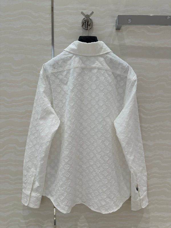 LV Jacquard Fabric Shirt White Cotton