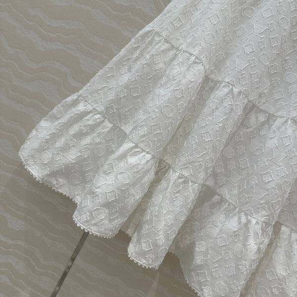 LV Monogram Jacquard Skirt White Cotton