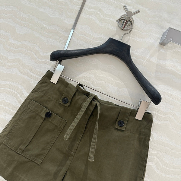 Prada Short Khaki Green Cotton