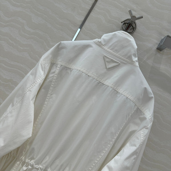 Prada 25 Windbreaker Coat White Cotton