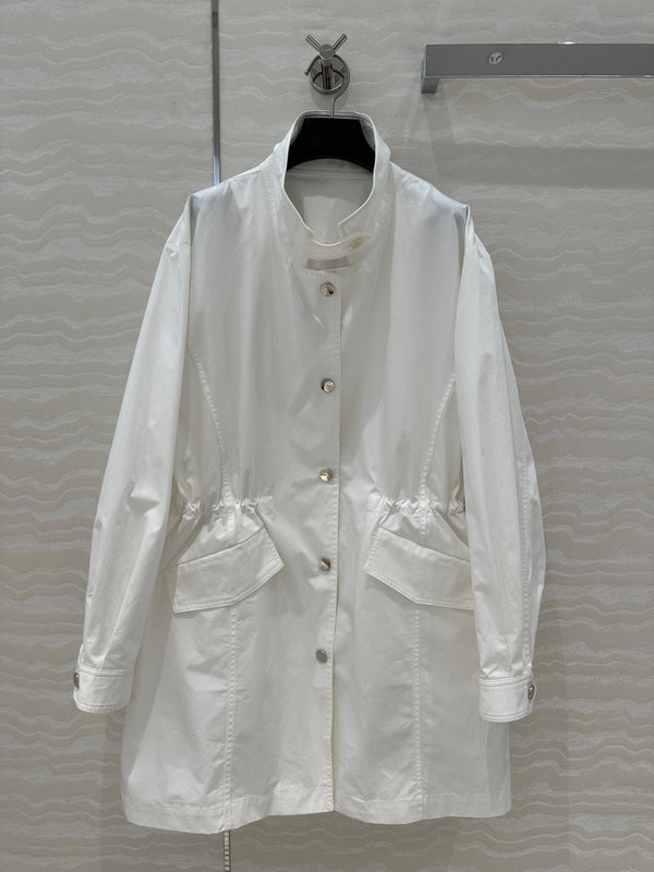 Prada 25 Windbreaker Coat White Cotton