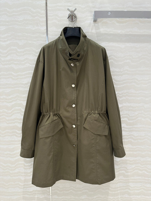 Prada 25 Windbreaker Coat Khaki Green Cotton