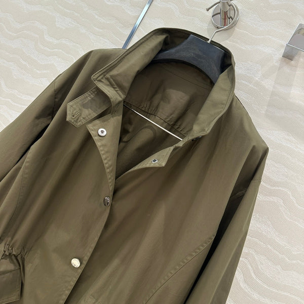 Cappotto antivento Prada 25 in cotone verde kaki