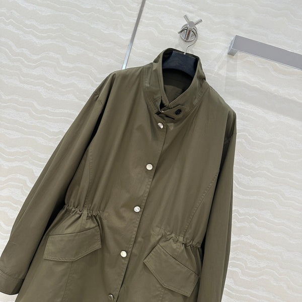 Cappotto antivento Prada 25 in cotone verde kaki