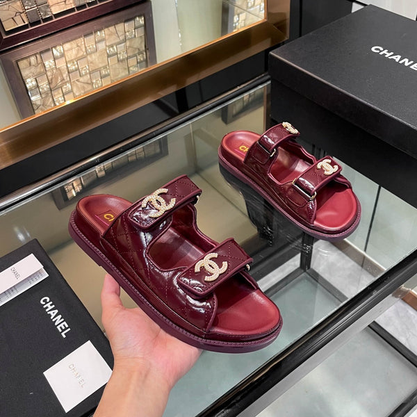 CC 25S Dad Sandal Mule Burgundy Patent Calfskin