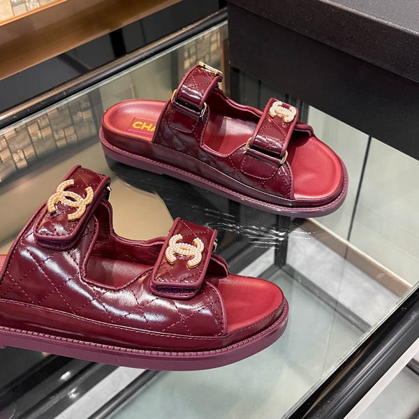 CC 25S Dad Sandal Mule Burgundy Patent Calfskin