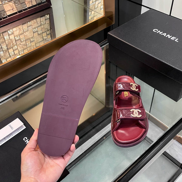 CC 25S Dad Sandal Mule Burgundy Patent Calfskin
