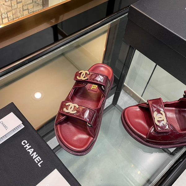 CC 25S Dad Sandal Mule Burgundy Patent Calfskin