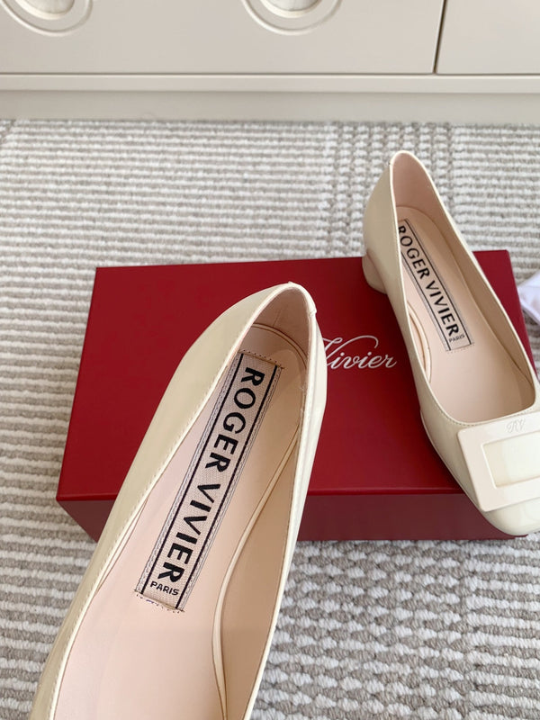 Viv 25 Ballet Flats White Cowhide Leather Sheepskin 255209