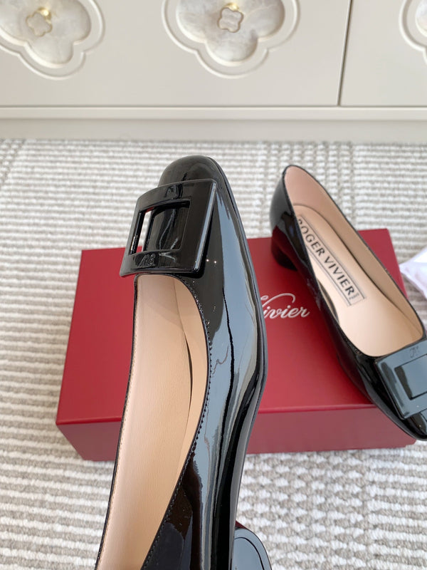 Viv 25 Ballet Flats Black Cowhide Leather Sheepskin 255211