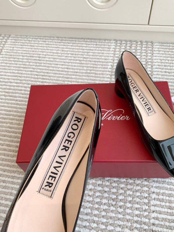 Viv 25 Ballet Flats Black Cowhide Leather Sheepskin 255211