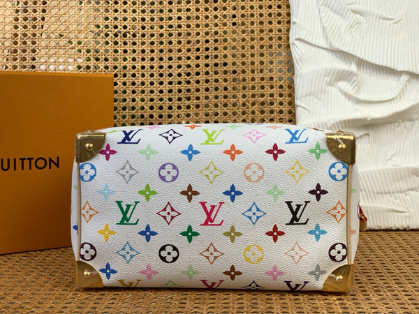 LV x TM Speedy Bandouliere 25cm White Multicolored Monogram Canvas