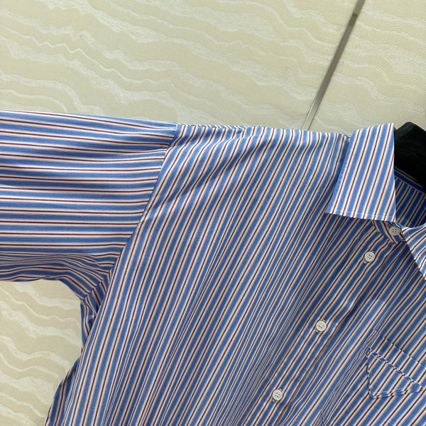 Prada Striped Shirt Dress Blue Cotton