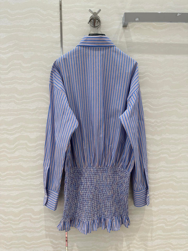 Prada Striped Shirt Dress Blue Cotton
