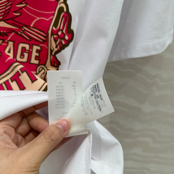 LV Floral Pattern Combined With Flying Birds White Pink Cotton