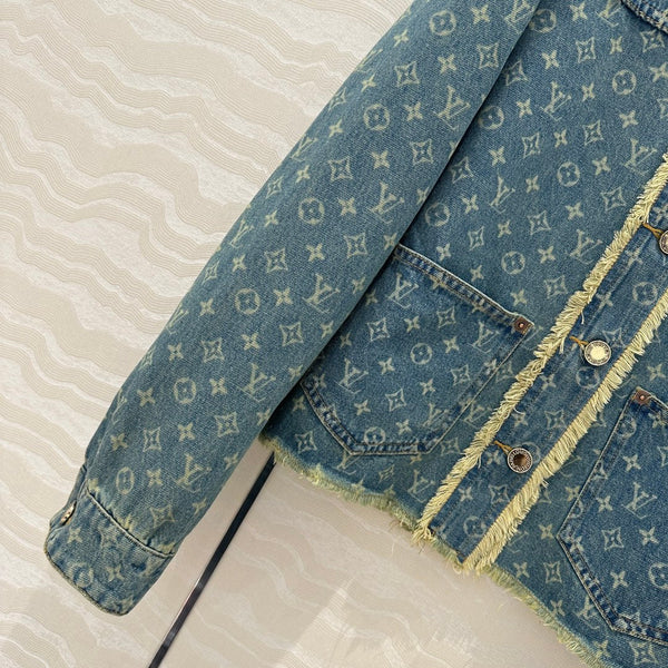 LV Hair Edge Craftsmanship Denim Jacket Blue Cotton