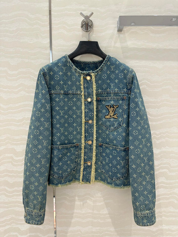 LV Hair Edge Craftsmanship Denim Jacket Blue Cotton
