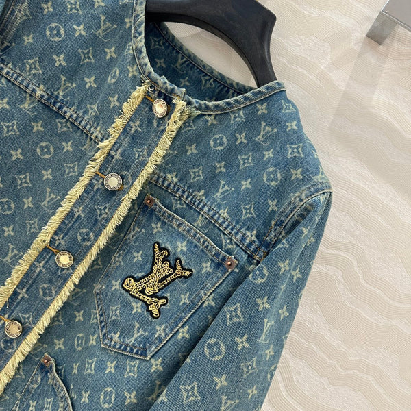 LV Hair Edge Craftsmanship Denim Jacket Blue Cotton
