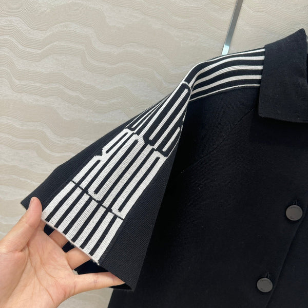 CD Short-Sleeved Cardigan Jacket Black Viscose Polyamide