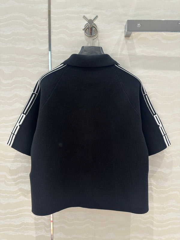 CD Short-Sleeved Cardigan Jacket Black Viscose Polyamide