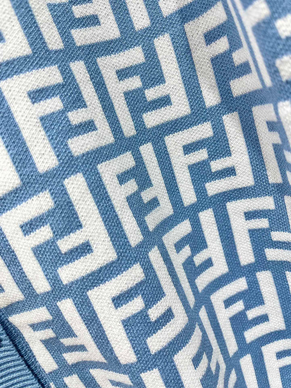 Fendi Double f Letter Knitted Cardigan Steel Blue Wool