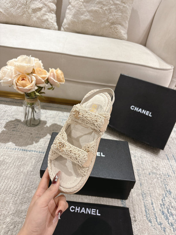 CC 25S Dad Sandal Raffia Calfskin