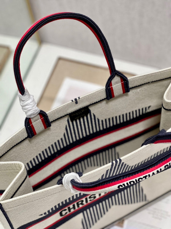 CD White five-pointed Star Book Tote 42cm Bag Canvas 336564