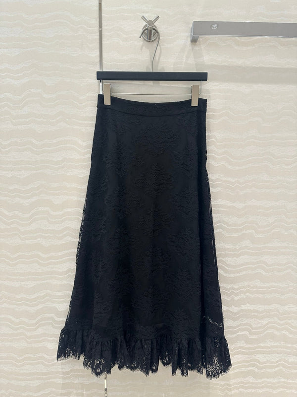 CD Lace Long Skirt Black Polyester