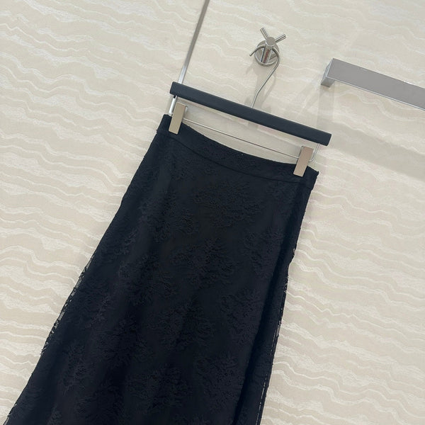 CD Lace Long Skirt Black Polyester