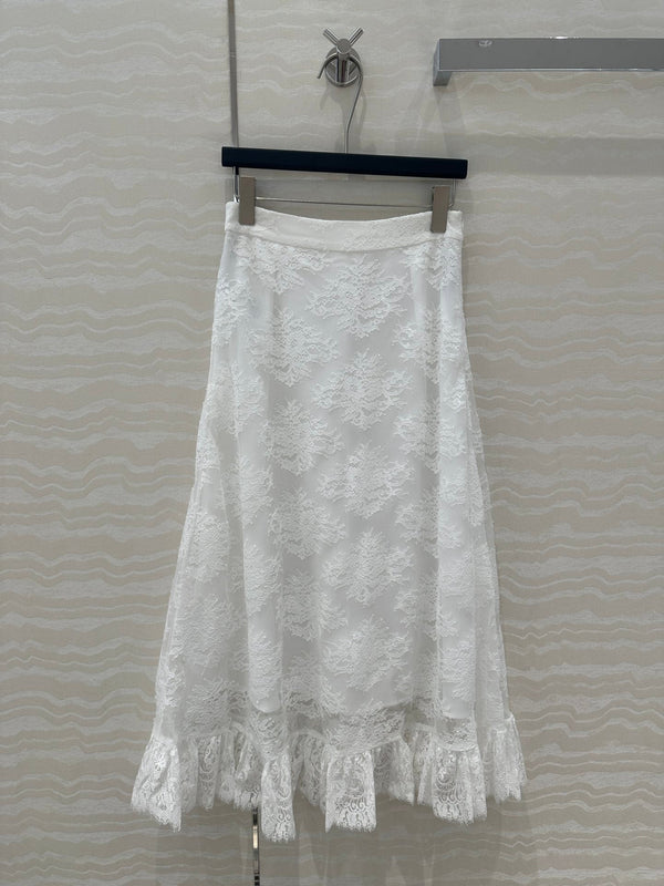 CD Lace Long Skirt White Polyester