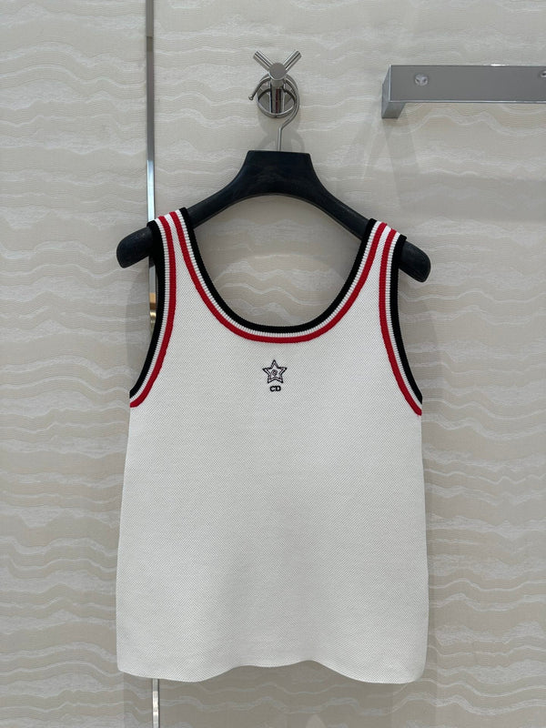 CD Tank Top White Rayon Polyester