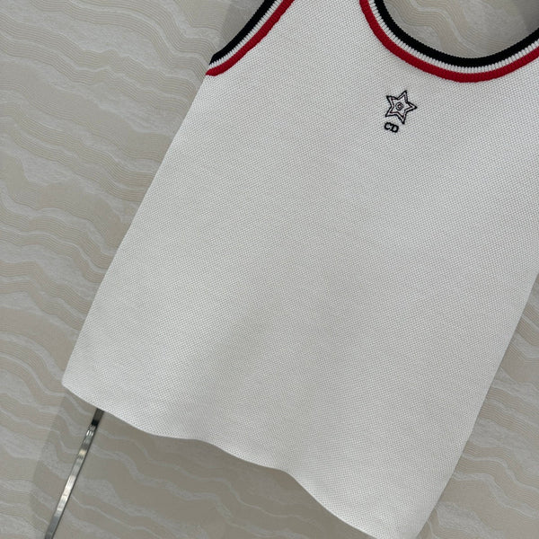 CD Tank Top White Rayon Polyester