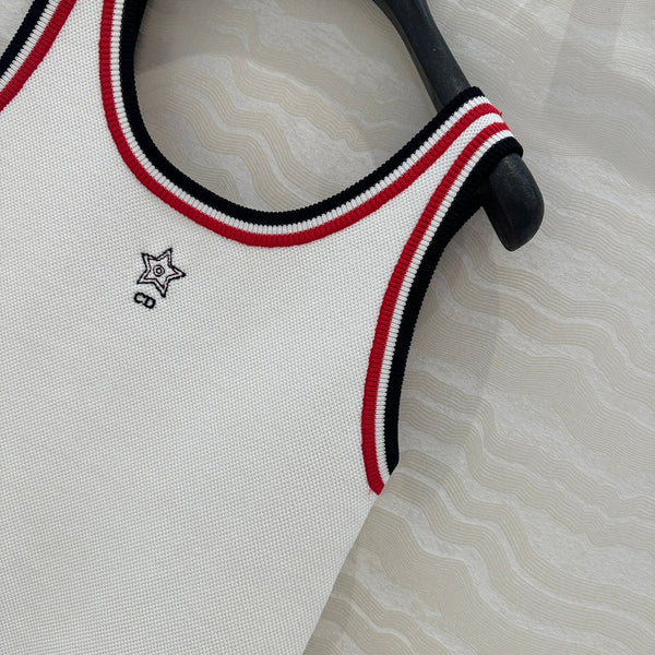 CD Tank Top White Rayon Polyester