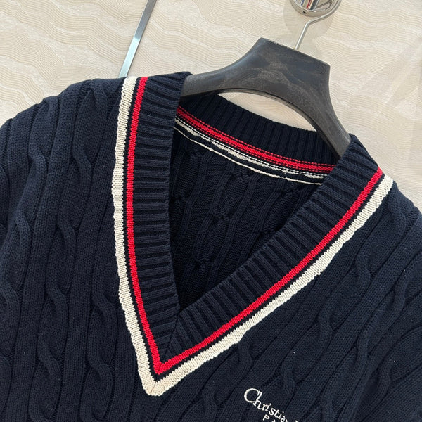 CD Knitted Vest Navy Blue Cotton