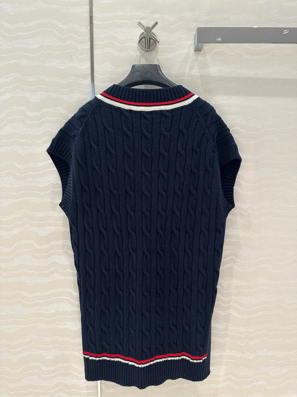 CD Knitted Vest Navy Blue Cotton