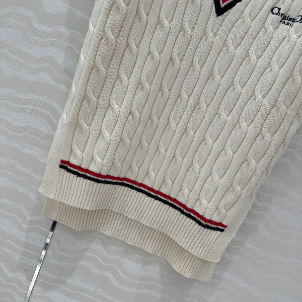 CD Knitted Vest White Cotton