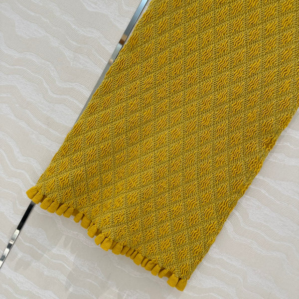 Prada Long Skirt Yellow Cotton Poliamide