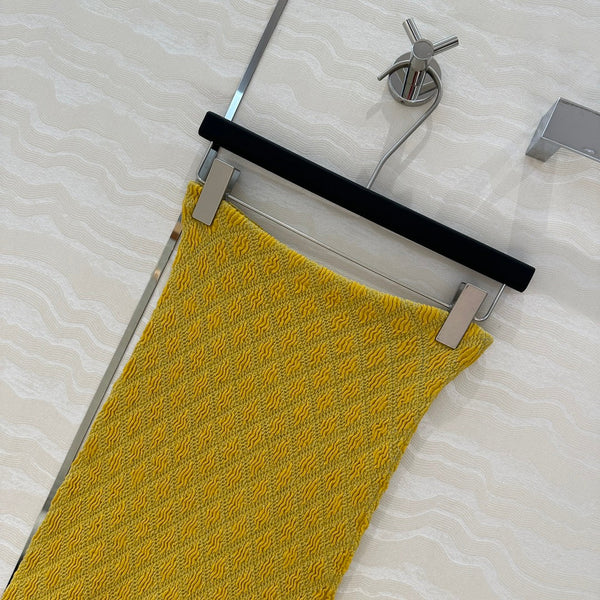 Prada Long Skirt Yellow Cotton Poliamide