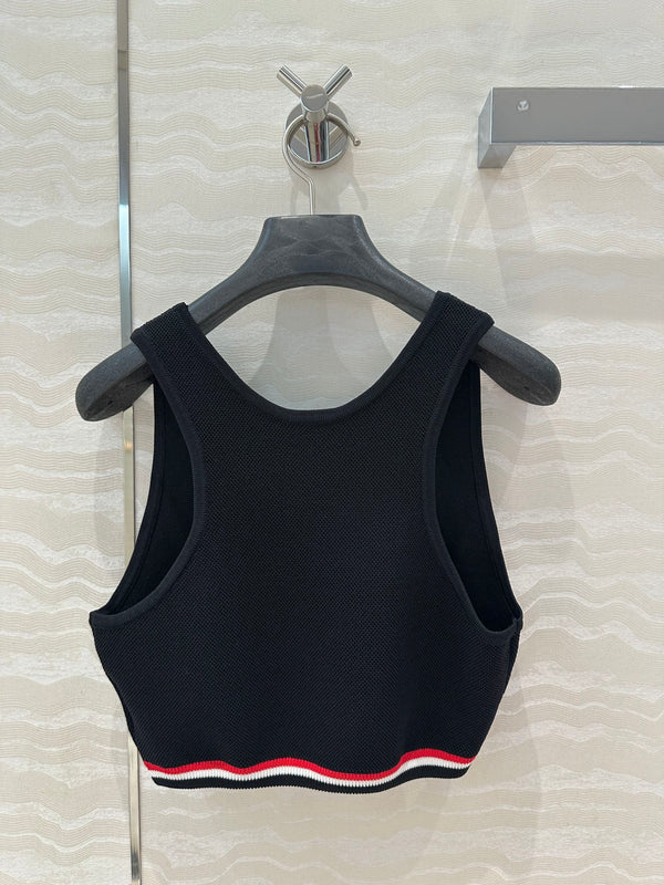 CD Sport Knitted Top Vest Black Linen Silk