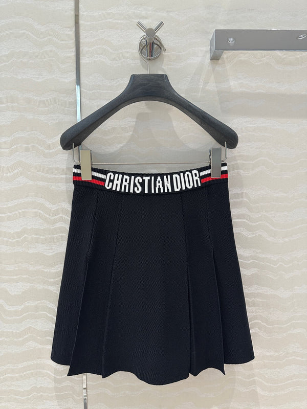CD Sport Knitted Short Skirt Black Linen Silk