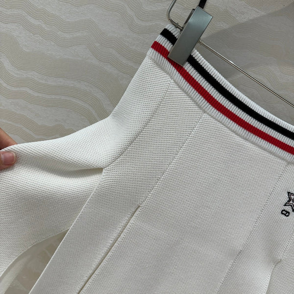 CD Sport Knitted Short Skirt White Linen Silk
