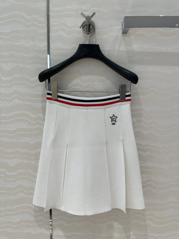 CD Sport Knitted Short Skirt White Linen Silk