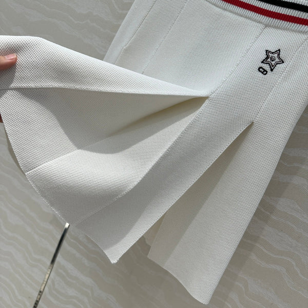 CD Sport Knitted Short Skirt White Linen Silk