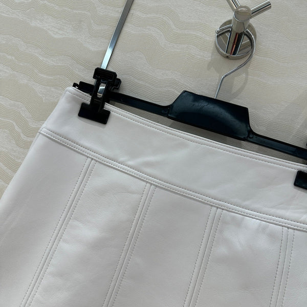 Celine Arc de Triomphe Metal Buckle skirt White Lambskin