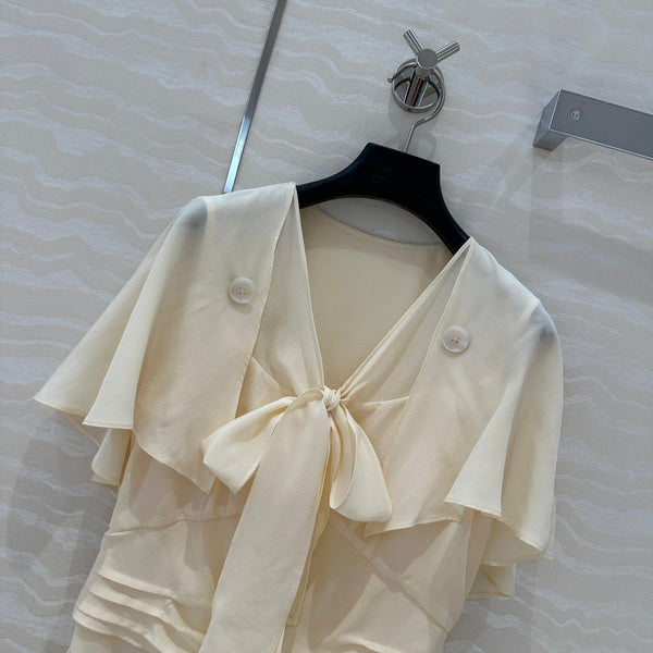 Prada Lace Sleeve Shirt Beige Polyester