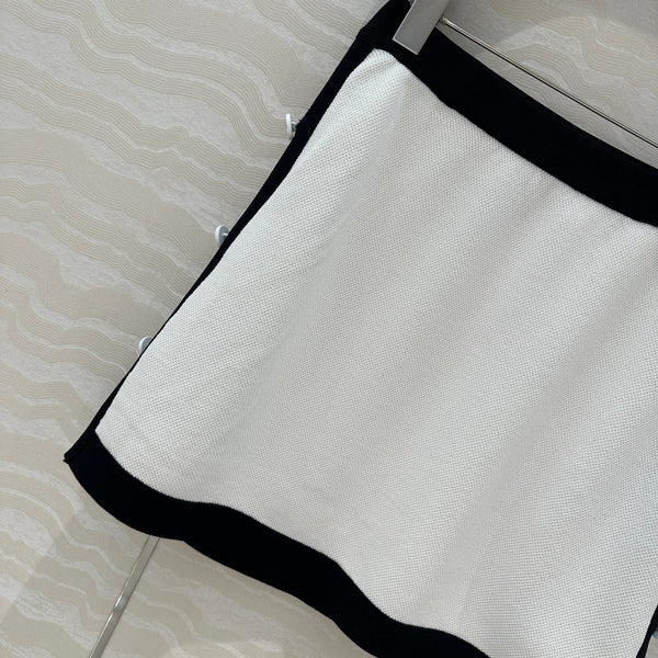 CD Knitted Skirt White Rayon Polyester