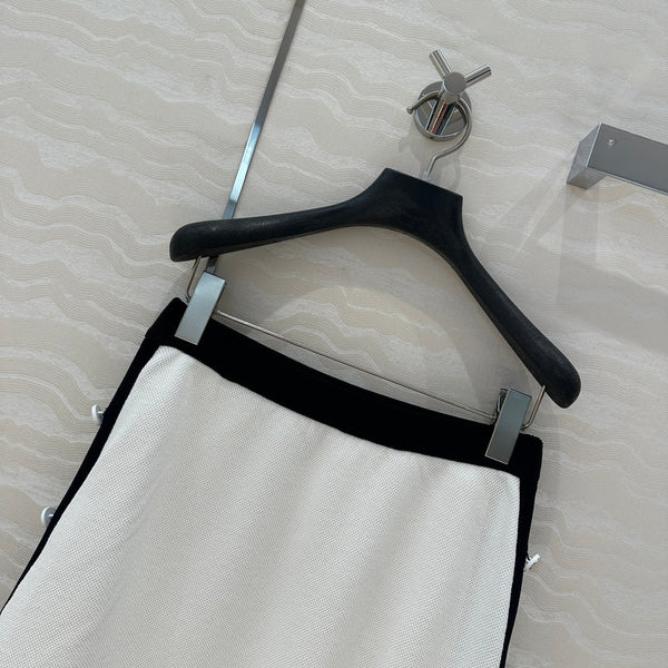 CD Knitted Skirt White Rayon Polyester