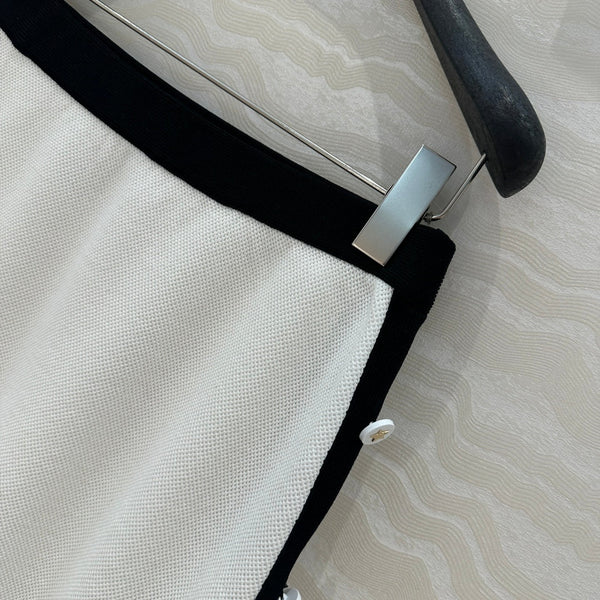 CD Knitted Skirt White Rayon Polyester